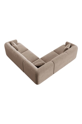Canapé d'angle symétrique modulable Campi - Beige - 6 places - En polyester