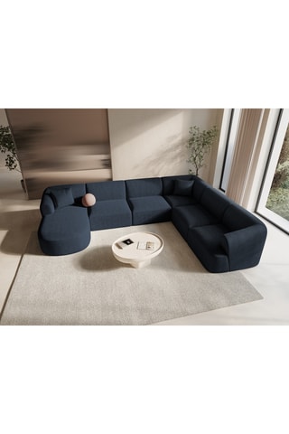 Canapé d’angle droit modulable Campi - Bleu roi - 7 places - Tissu structurel