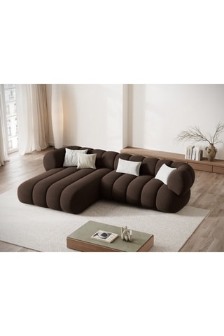 Canapé d’angle gauche Koge - Marron - 5 places - En tissu velours 