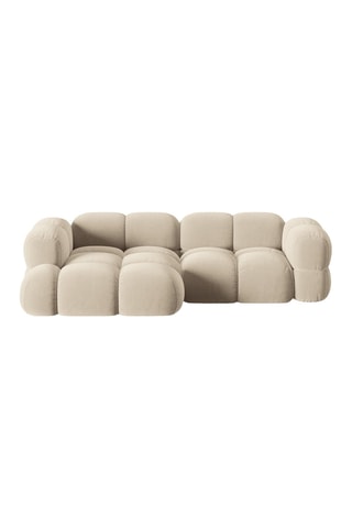 Canapé d’angle gauche Loretto - Beige clair - 3 places - Toucher velours