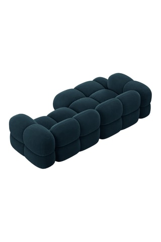 Canapé d’angle gauche Loretto - Bleu pétrole - 3 places - Toucher velours