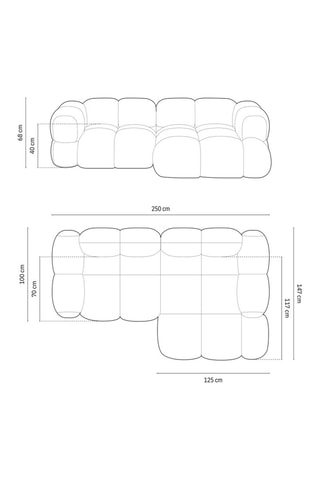 Canapé d’angle droit Loretto - Beige clair - 3 places - Toucher velours