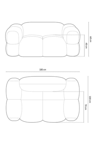 Canapé Loretto - Bleu pétrole - 2 places - Toucher velours