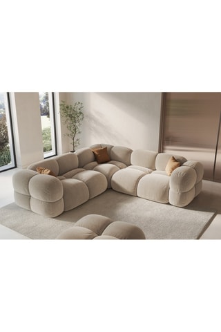 Canapé d’angle symétrique Loretto - Beige clair - 4 places - En tissu velours