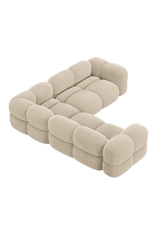 Canapé d’angle symétrique Loretto - Beige clair - 4 places - En tissu velours