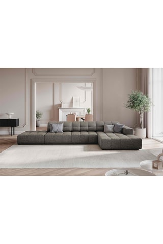 Canapé d'angle droit Chicago - Gris - 5 places - En tissu chenille