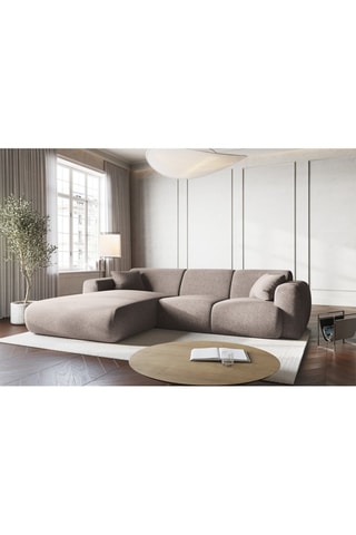 Canapé d’angle gauche Nolio - Beige - 4 places - En polyester - Toucher soie