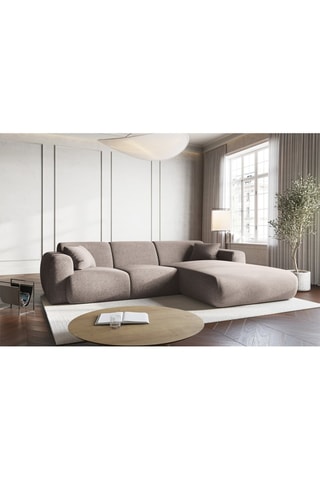 Canapé d’angle Nolio - Beige chiné - 4 places - En polyester - Toucher soie