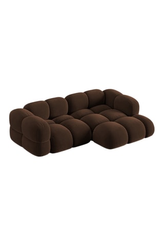 Canapé d’angle droit Loretto - Marron - 3 places - Toucher velours