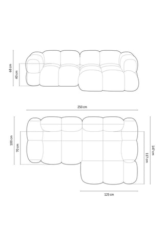 Canapé d’angle droit Loretto - Marron - 3 places - Toucher velours