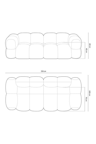 Canapé Loretto - Marron foncé - 4 places - En tissu velours