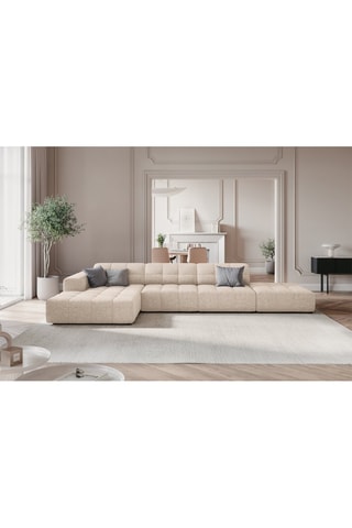 Canapé d'angle gauche Chicago - Beige - 5 places - Tissu chenille