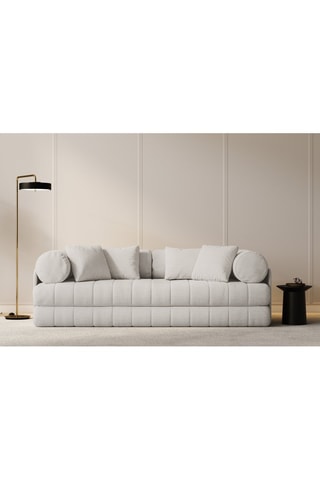 Canapé convertible Kemi - Beige clair - 3 places - En tissu bouclé