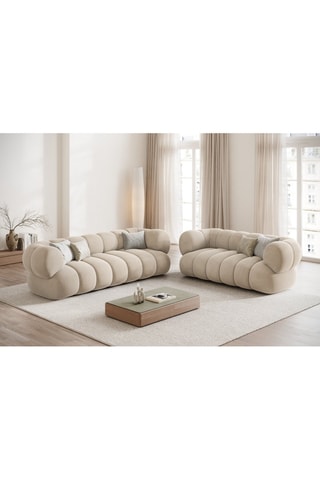 Canapé Koge - Beige clair - 3 places - Toucher velours