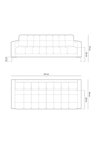 Canapé Bali - Jaune - 4 places - Toucher velours