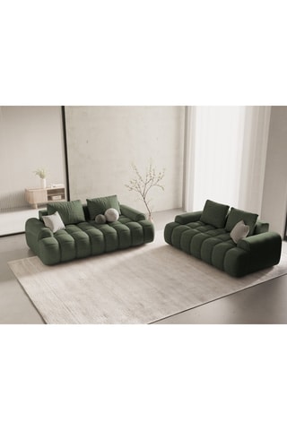 Canapé Linz - Vert olive foncé - 3 places - En tissu structurel