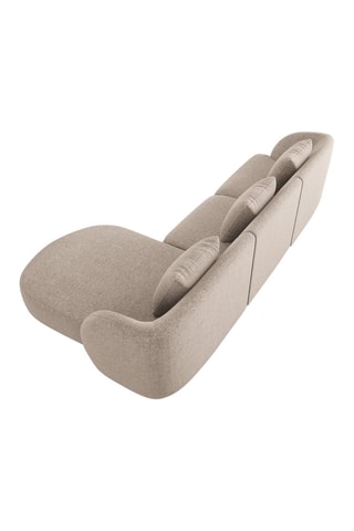 Canapé d’angle droit Tulum - Beige - 4 places - En polyester - Toucher soie