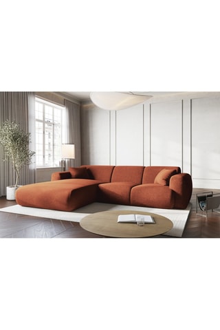 Canapé d’angle gauche Nolio - Rouge brique - 4 places - En polyester - Toucher soie