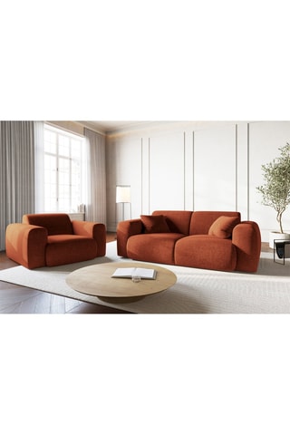 Fauteuil Nolio - Rouge brique chiné - En tissu chenille