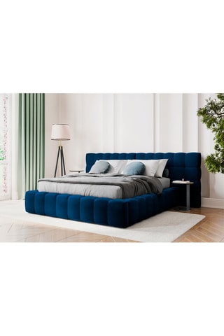 Lit-coffre Bali - Bleu roi - Toucher velours