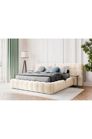 Lit-coffre Bali - Beige clair - Toucher velours