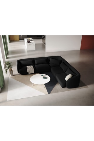 Canapé d'angle réversible Tulum - Noir - 5 places - En tissu velours