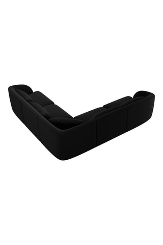 Canapé d'angle réversible Tulum - Noir - 5 places - En tissu velours