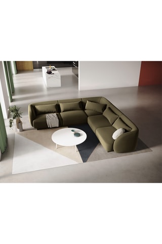 Canapé d'angle réversible Tulum - Kaki - 5 places - En tissu velours