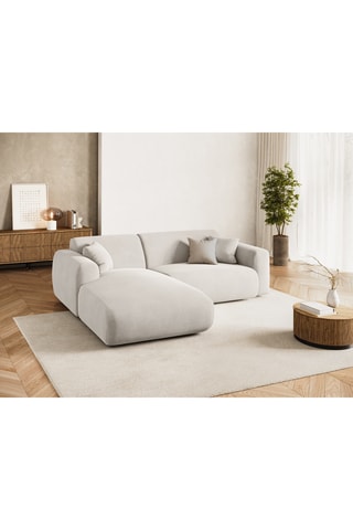 Canapé d'angle gauche Nolio - Beige - 4 places - En tissu velours