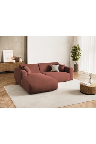 Canapé d'angle gauche Nolio - Marron - 4 places - En tissu velours