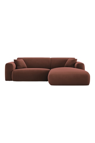 Canapé d'angle droit Nolio - Marron - 4 places - En tissu velours