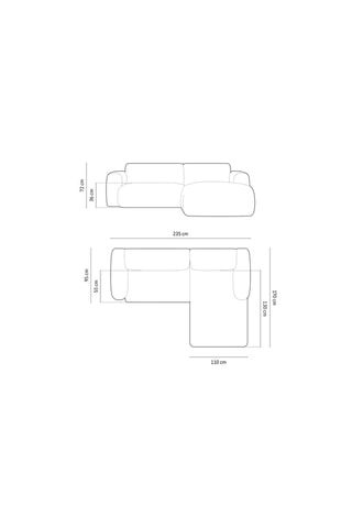 Canapé d'angle droit Nolio - Gris foncé - 4 places - En tissu velours