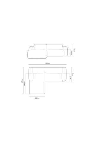 Canapé d'angle gauche - Vert olive - 4 places - En tissu velours