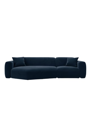 Canapé d'angle gauche Strino - Bleu roi - 3 places - En tissu velours