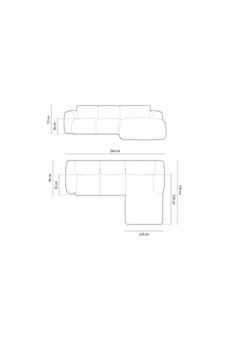 Canapé d'angle droit Nolio - Beige - 4 places - En tissu velours