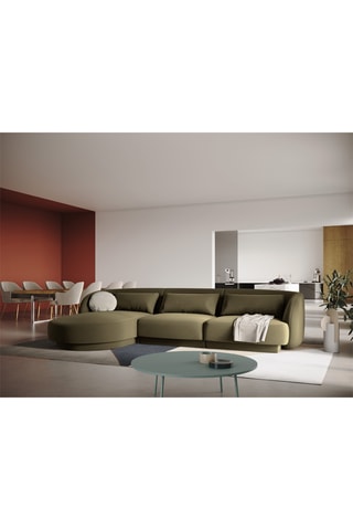 Canapé d'angle gauche Tulum - Kaki - 4 places - En tissu velours