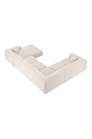 Canapé d'angle panoramique gauche Nolio - Beige - 6 places - En tissu chenille