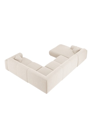 Canapé d'angle panoramique droit Nolio - Beige - 6 places - En tissu chenille