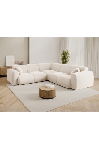 Canapé d'angle réversible Nolio - Beige clair - 5 places - En tissu chenille