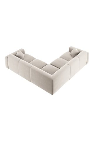 Canapé d'angle gauche Nolio - Beige clair - 5 places - En tissu velours