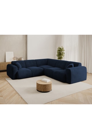 Canapé d'angle réversible Nolio - Bleu roi - 5 places - En tissu velours