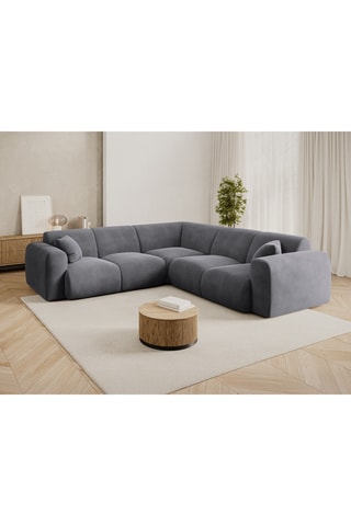 Canapé d'angle réversible Nolio - Gris - 5 places - En tissu velours