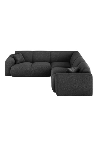 Canapé d'angle réversible Nolio - Noir - 5 places - En tissu chenille
