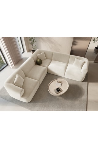 Canapé d'angle réversible Campi - Beige clair - 6 places - En tissu velours