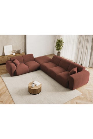 Canapé d'angle gauche Nolio - Marron - 4 places - En tissu velours