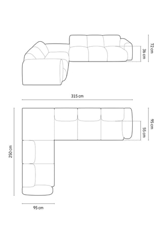 Canapé d'angle gauche Nolio - Marron - 4 places - En tissu velours