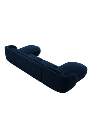 Canapé d'angle panoramique réversible Tulum - Bleu marine - 5 places - En tissu velours