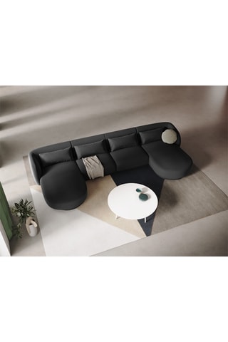 Canapé d'angle panoramique réversible Tulum - Gris foncé - 5 places - En tissu velours