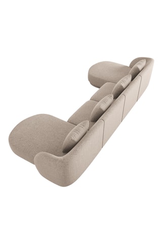 Canapé d'angle panoramique gauche - Beige - 5 places - En tissu chenille