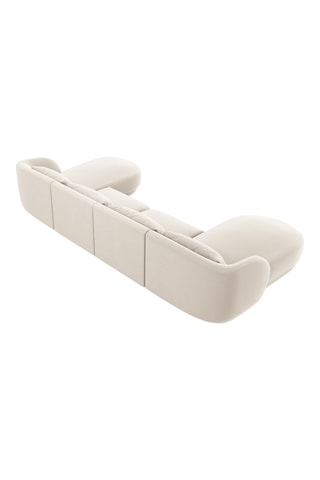 Canapé d'angle panoramique Tulum - Beige clair - 5 places - En tissu velours